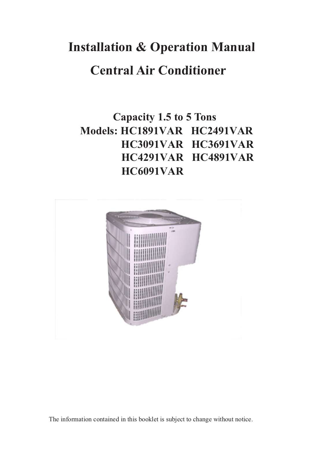 Haier HC1891VAR User Manual