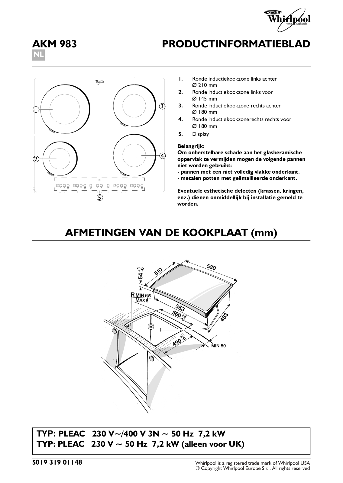 Whirlpool AKM 983/BA INSTRUCTION FOR USE