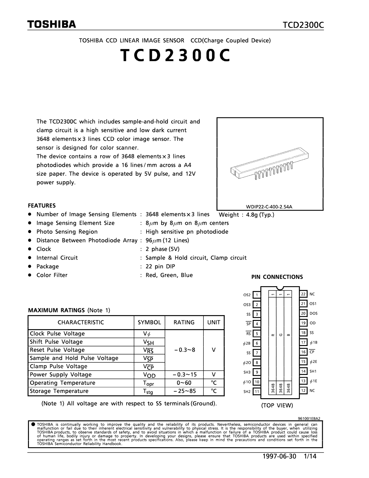 Toshiba TCD2300C Datasheet