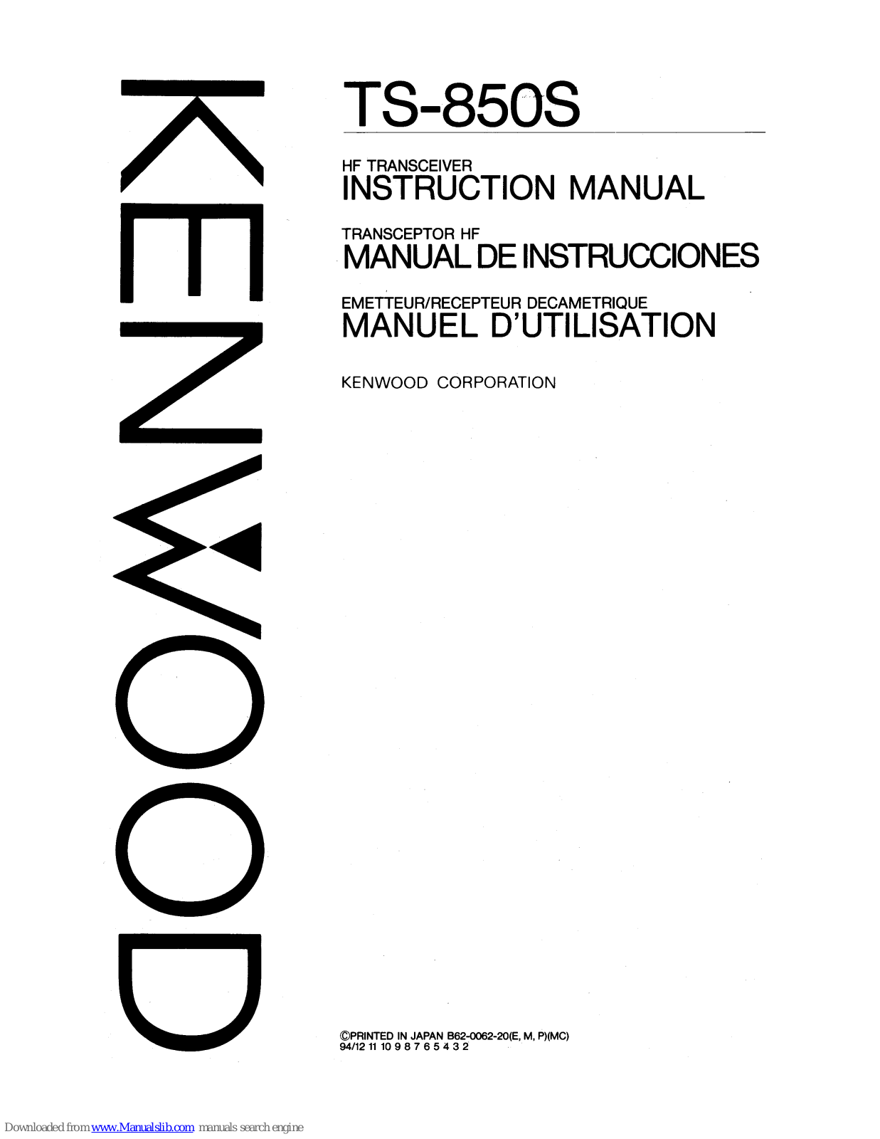 Kenwood TM-241A, TM-241E, TH-77A, TH-77E, Trio TS-520S Instruction Manual