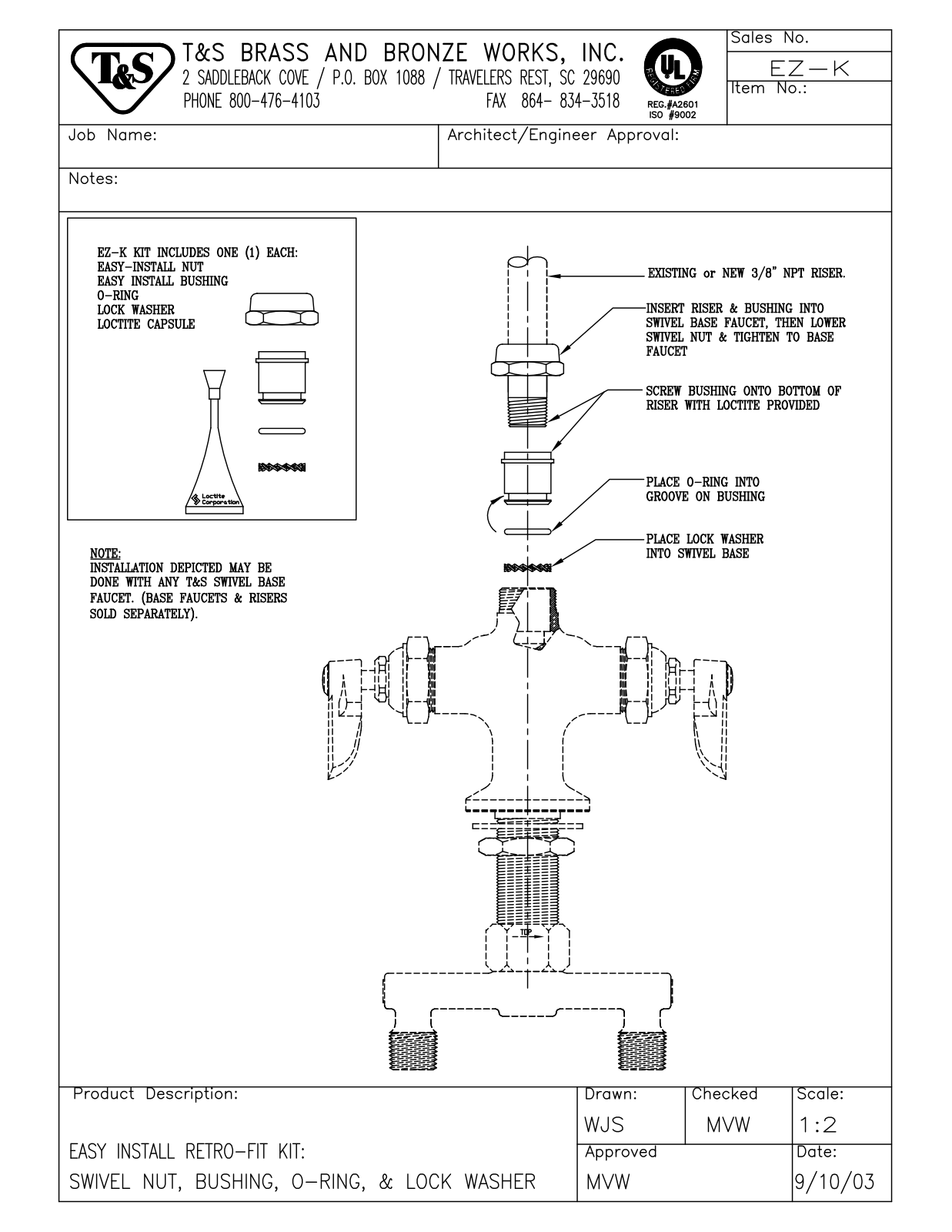 T & S Brass & Bronze Works EZ-K General Manual