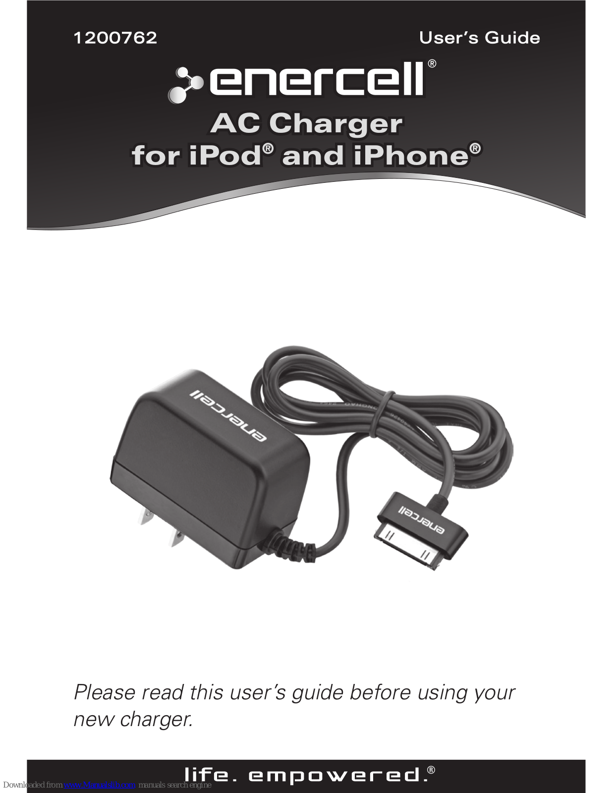 Enercell AC Charger for iPod and iPhone, 1200762 User Manual