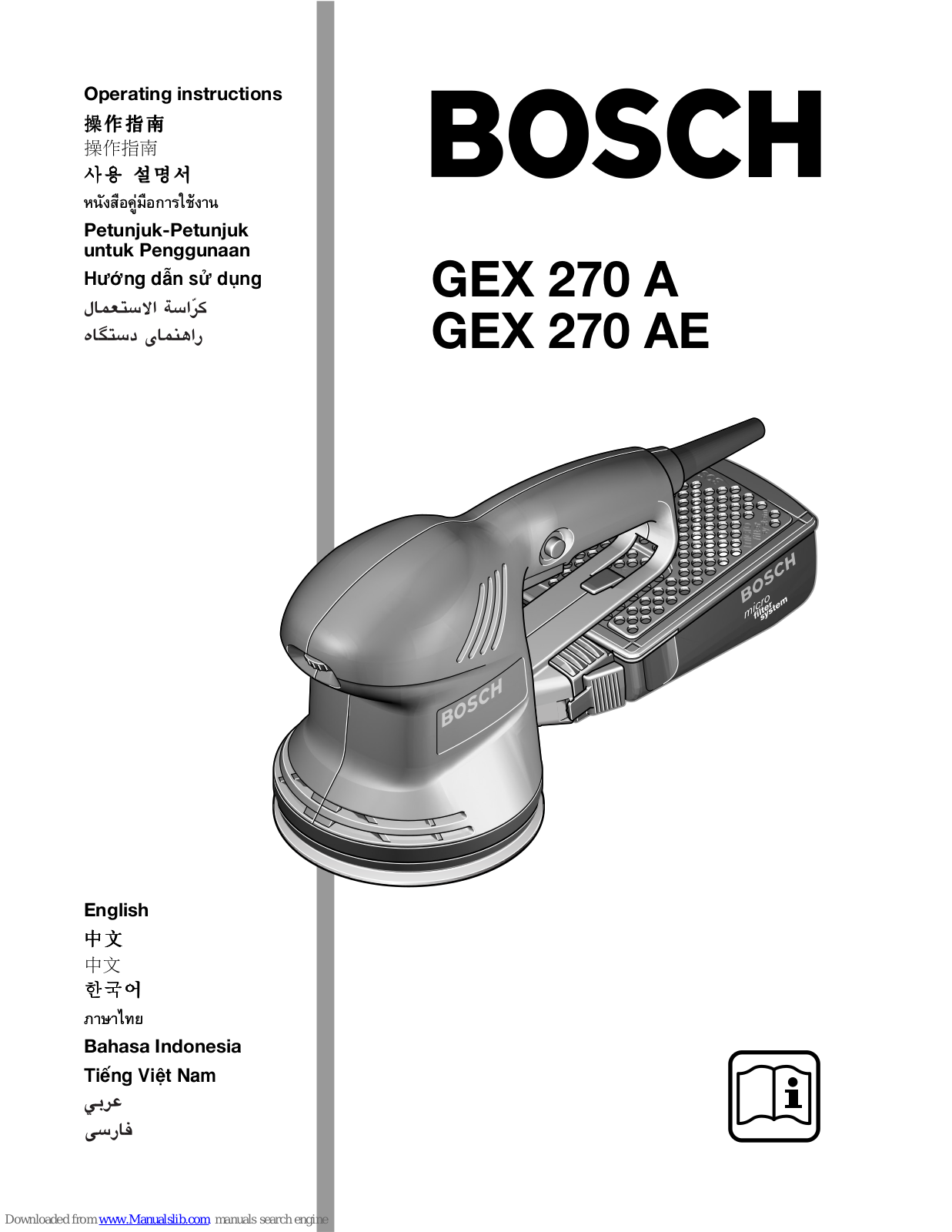 Bosch GEX 270 A, GEX 270 AE Operating Instructions Manual