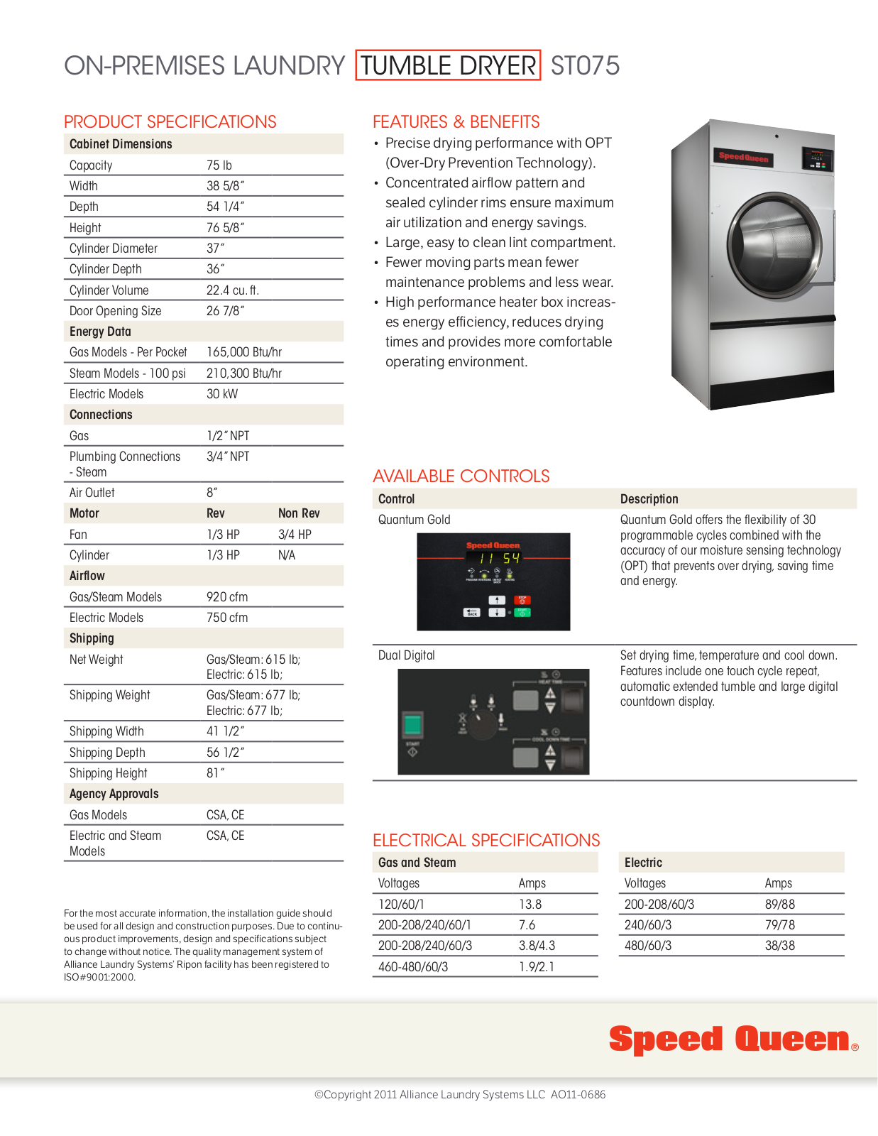 Speed Queen ST075 User Manual