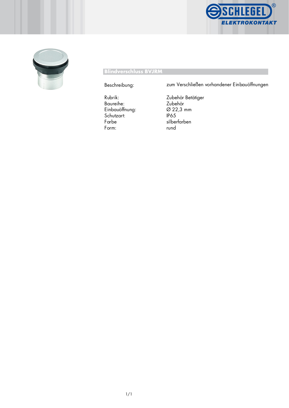 SCHLEGEL BVJRM Datasheet - ManualMachine.com