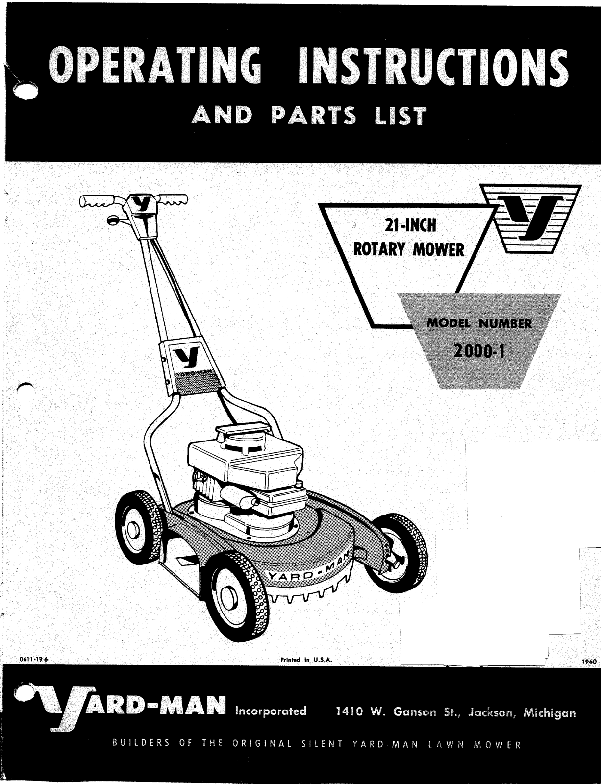 yard-man 2000-1 operators Manual