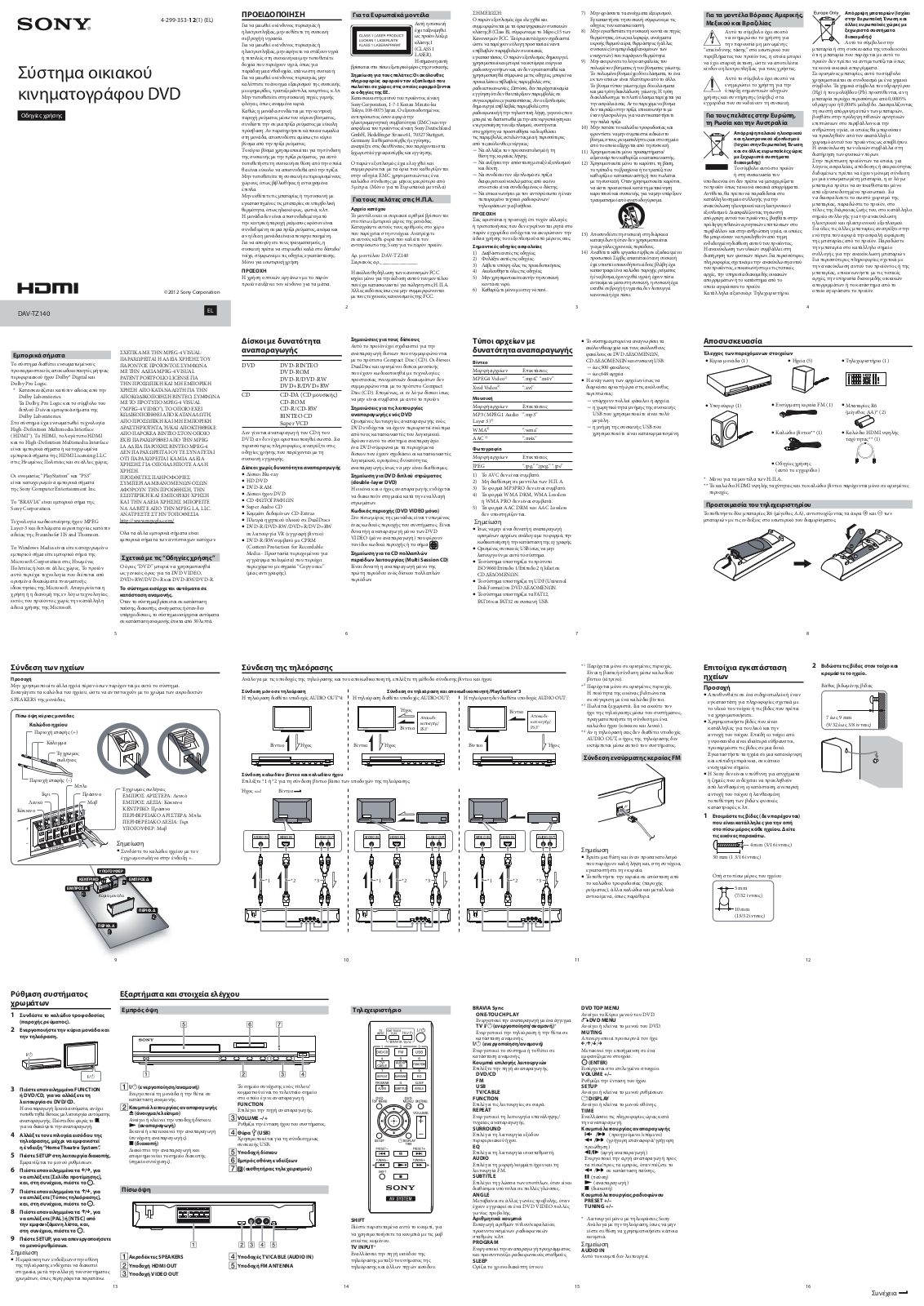 Sony DAV-TZ140 User Manual