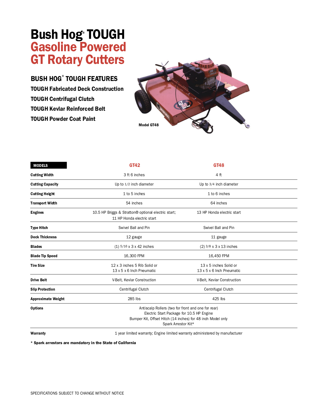 Bush Hog GT42 User Manual