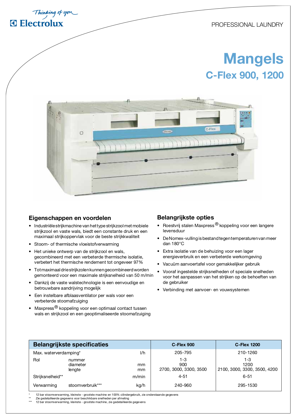 Electrolux C-FLEX 900, C-FLEX 1200 DATASHEET