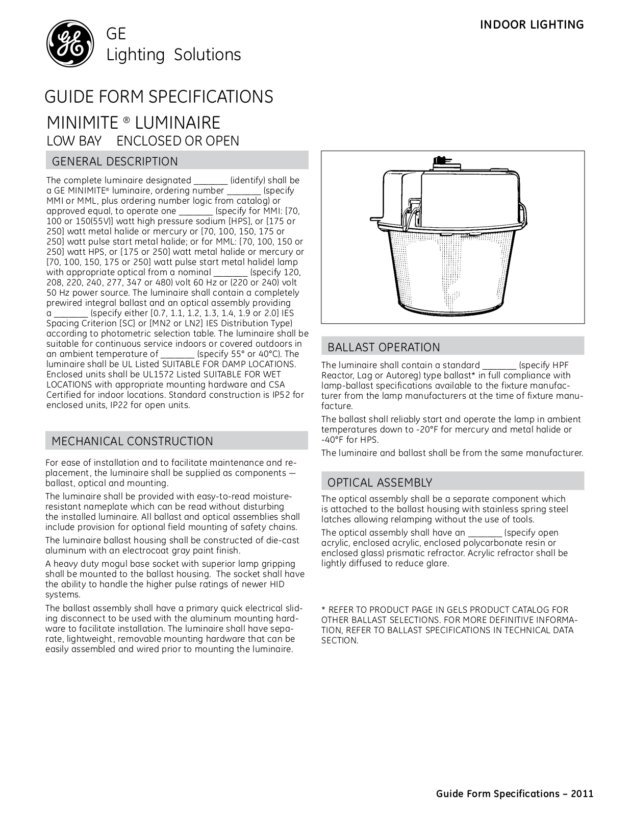 GE MMI, MML Specification Sheet