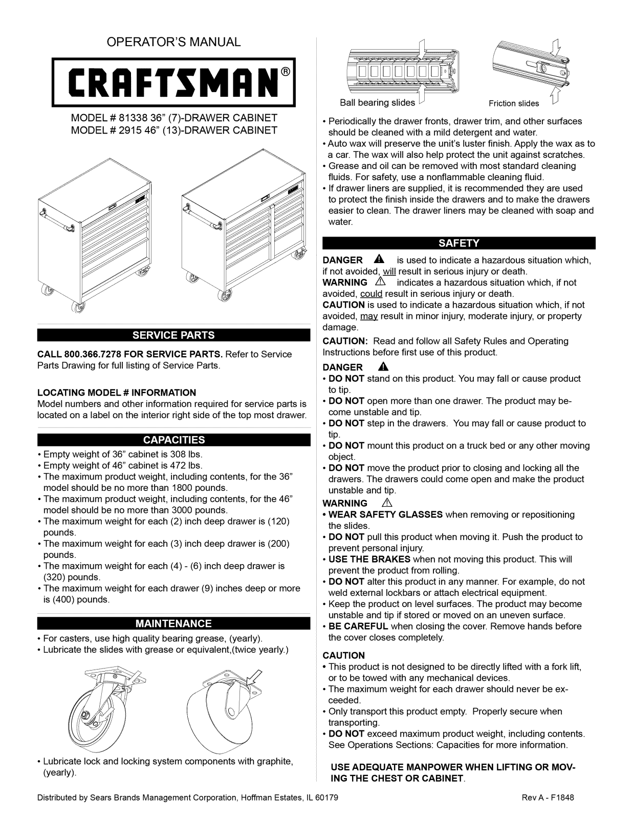 Craftsman 706182510, 706182890 Owner’s Manual