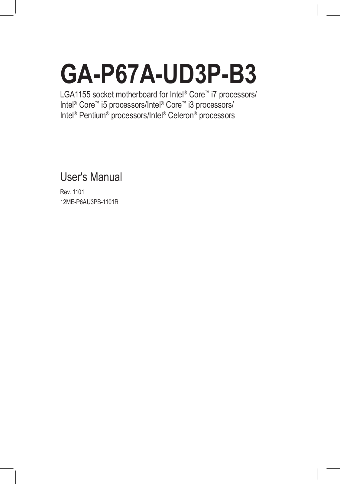 Gigabyte GA-P67A-UD3P-B3 (rev. 1.1) User Manual