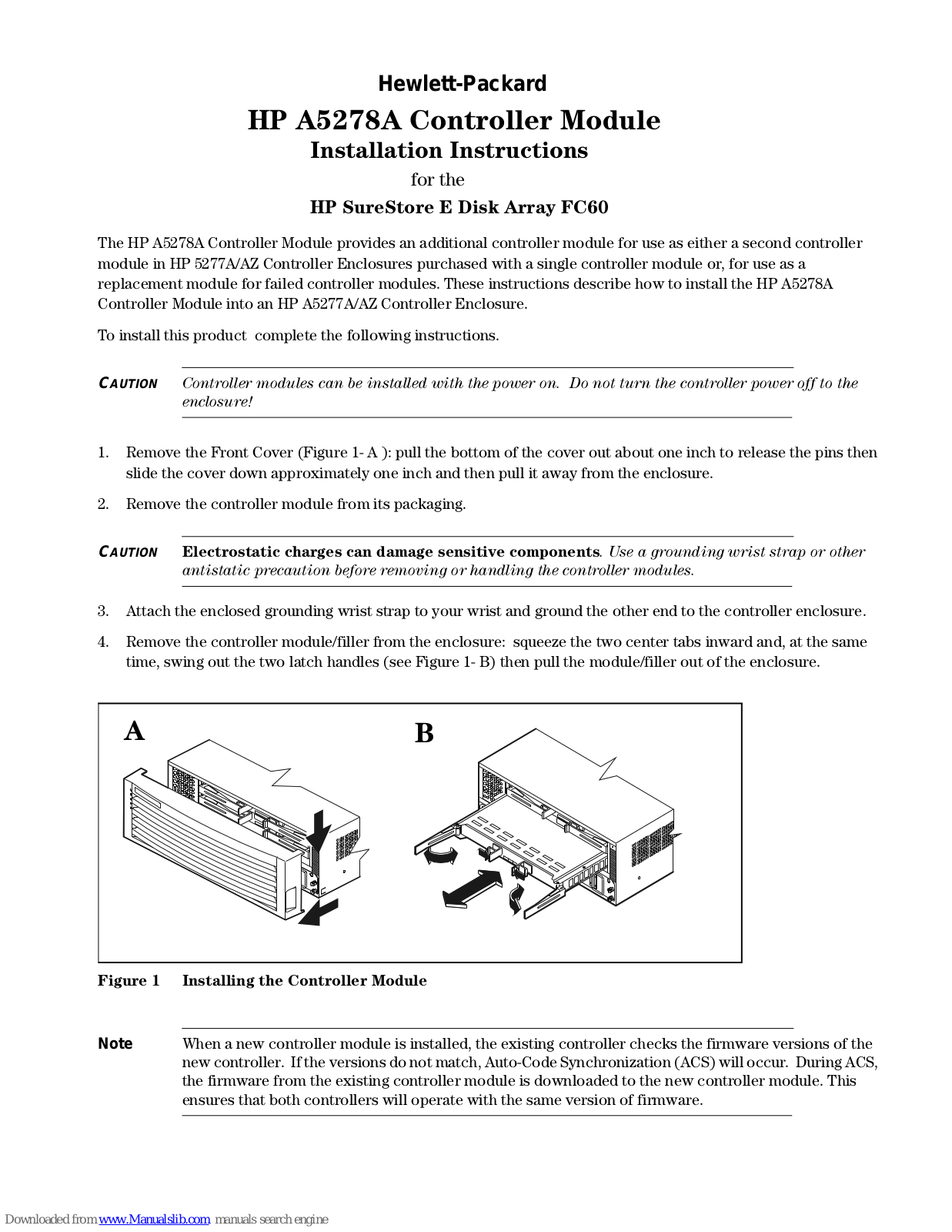 HP A5278A Installation Instructions Manual