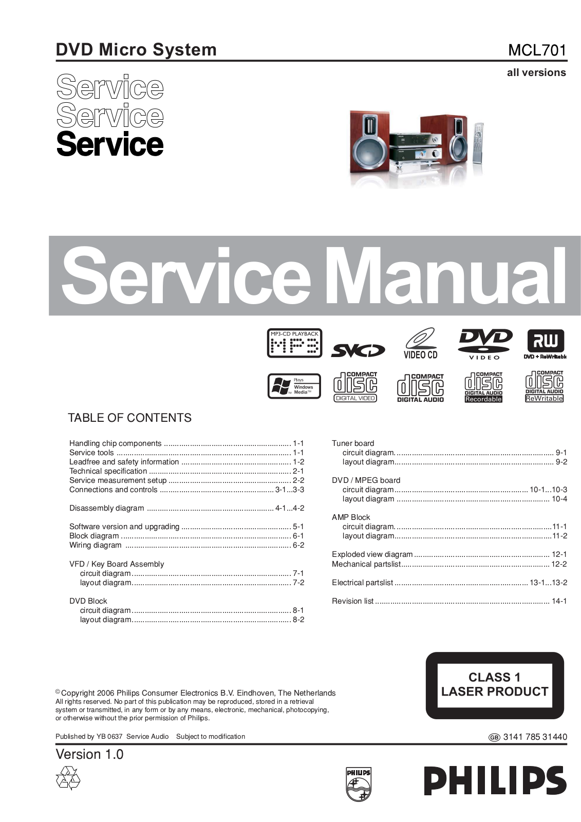 Philips MCL-701 Service Manual