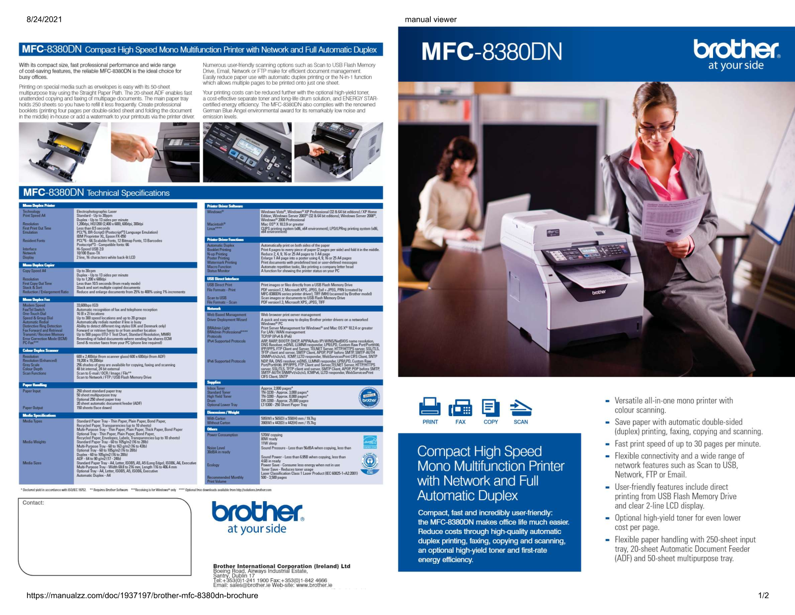 Brother mfc-8380dn Datasheet