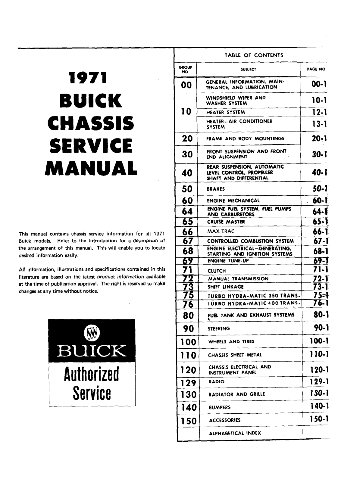 Buick Riviera 1971 User Manual