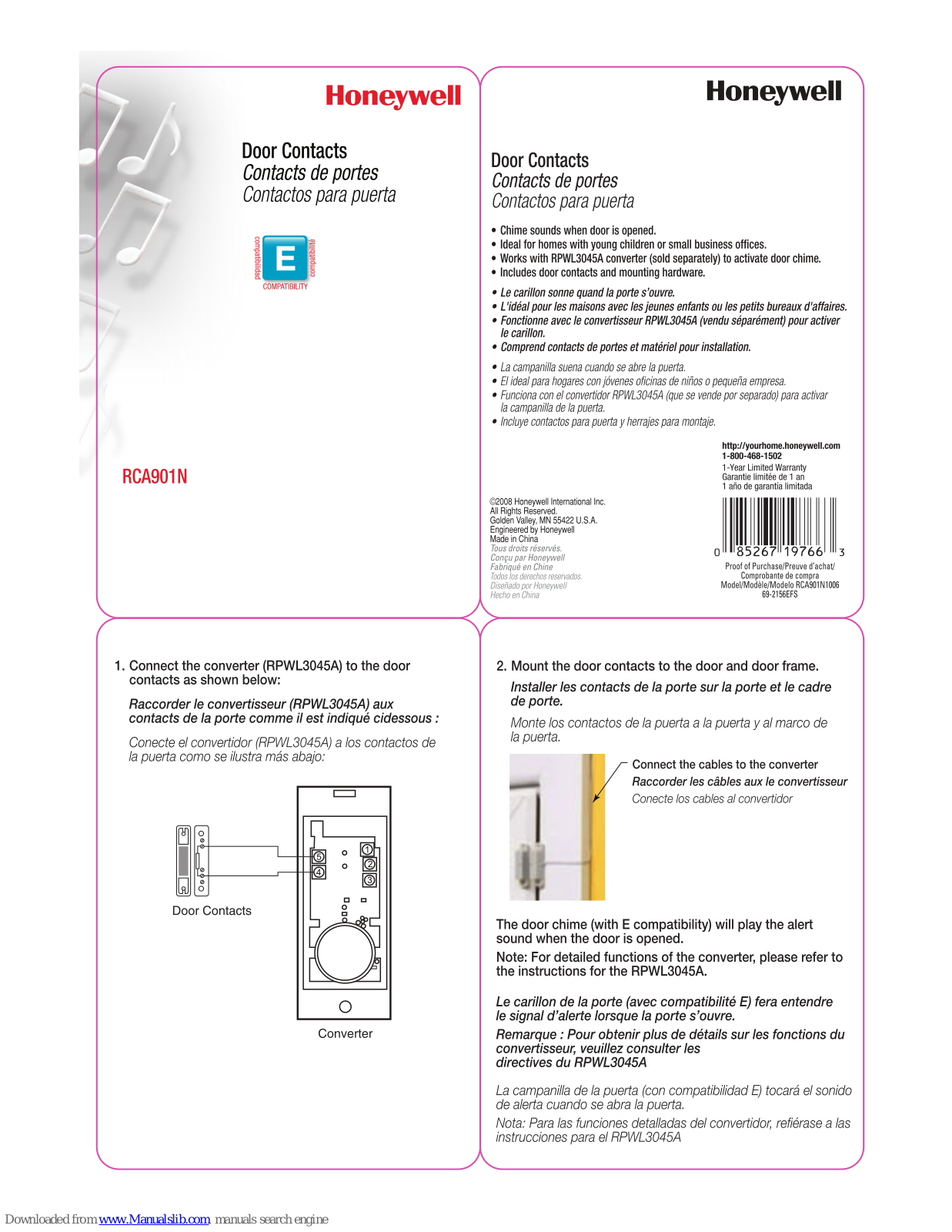 Honeywell RCA901N, RCA901N1006/A Owner's Manual