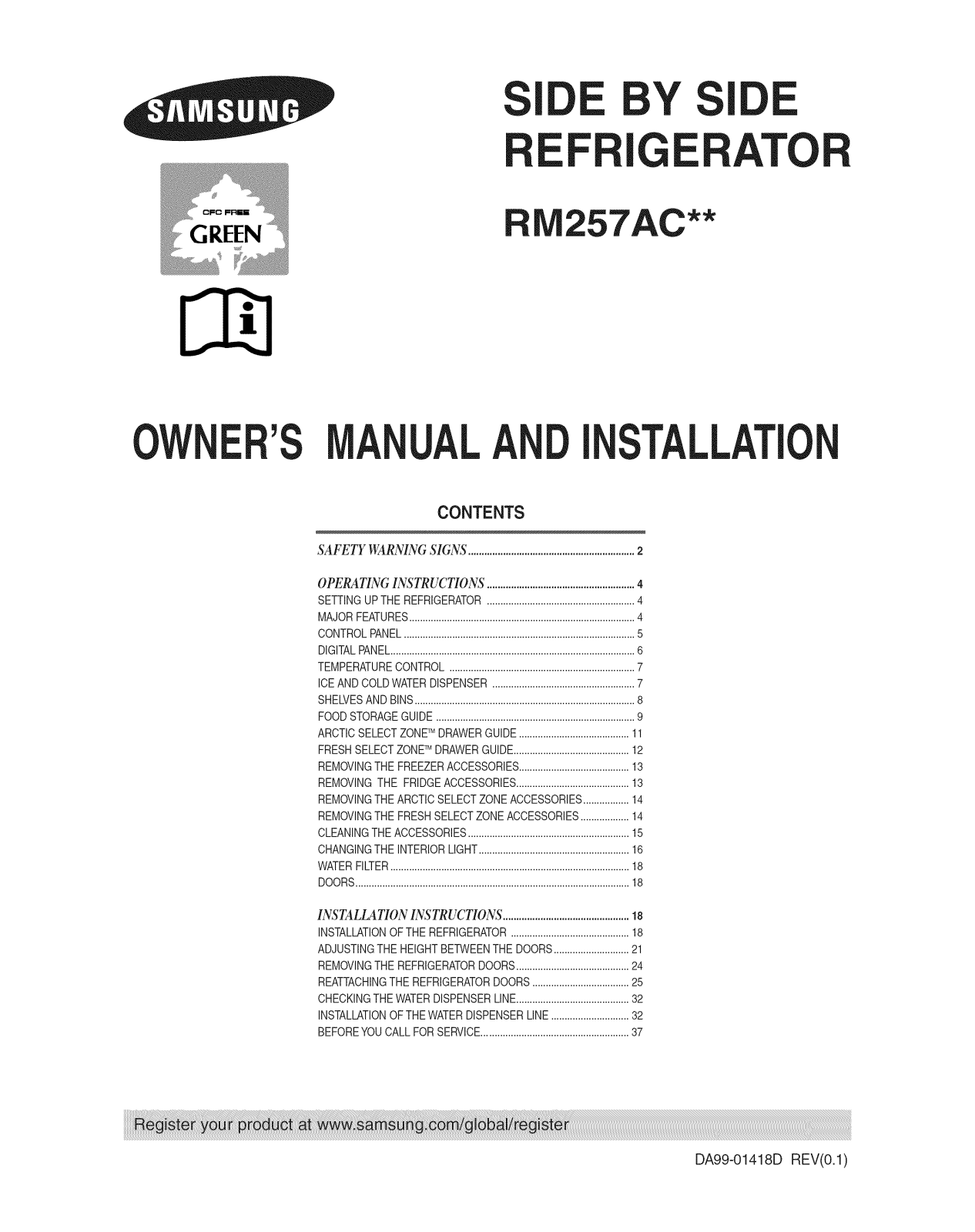 Samsung RM257ACRS/XAA-00, RM257ACPN/XAA-00, RM257ACBP/XAA-00 Owner’s Manual