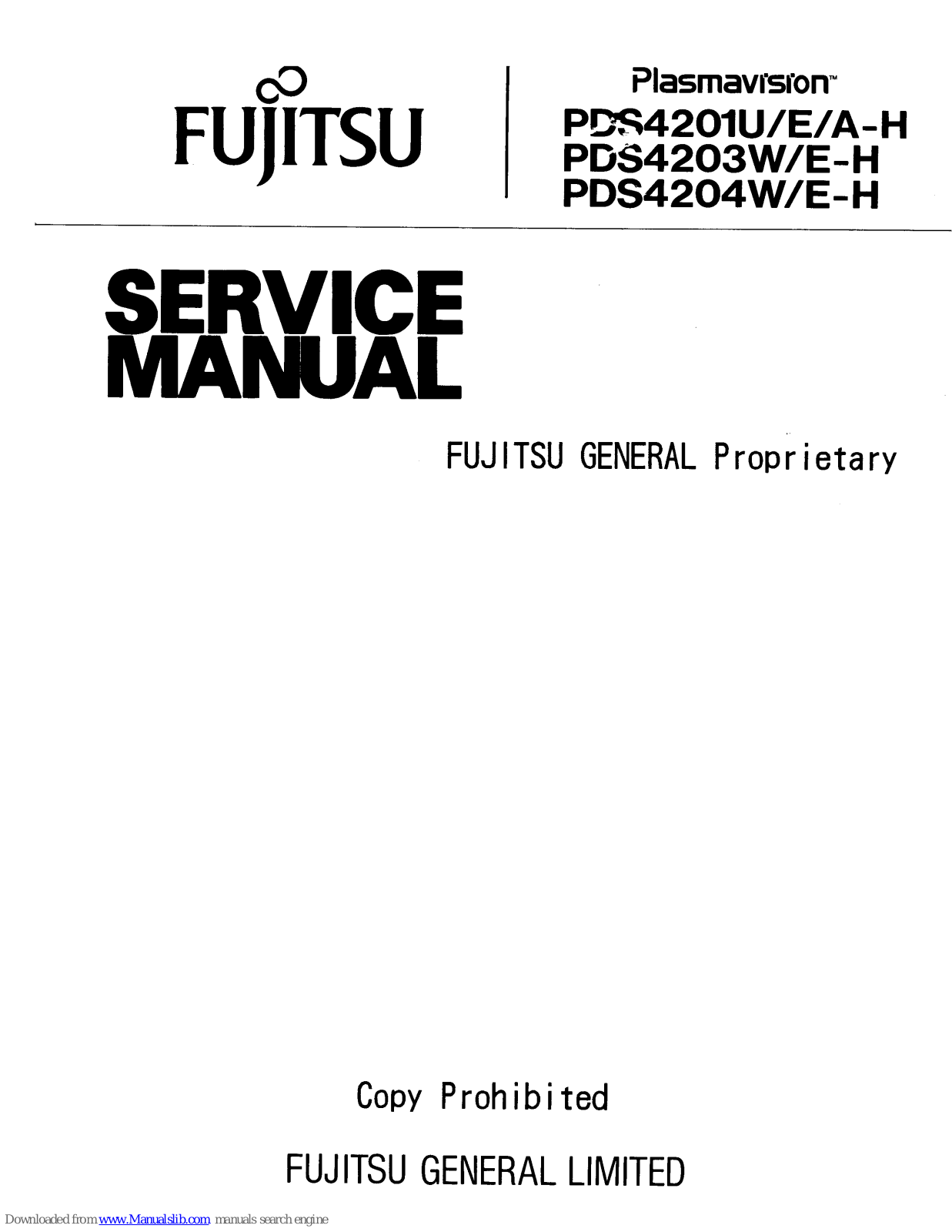 Fujitsu PDS4203E-H, PDS4201E, PDS4204W, PDS4204E-H, PDS4201U-H Service Manual