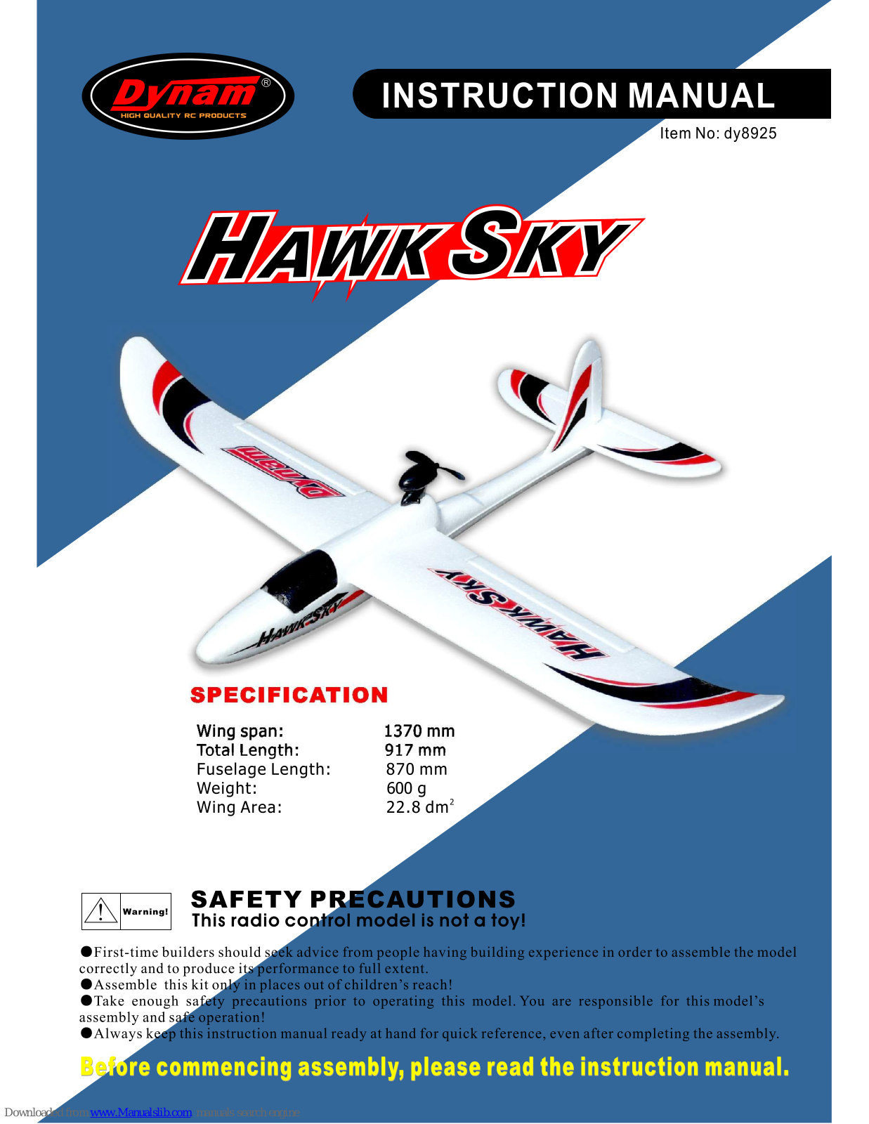 Dynam Hawk Sky Instruction Manual