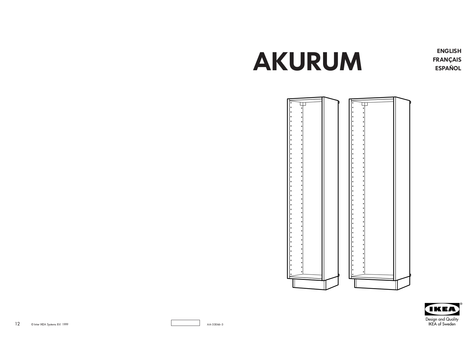 IKEA AKURUM HIGH CABINET FRAME Assembly Instruction