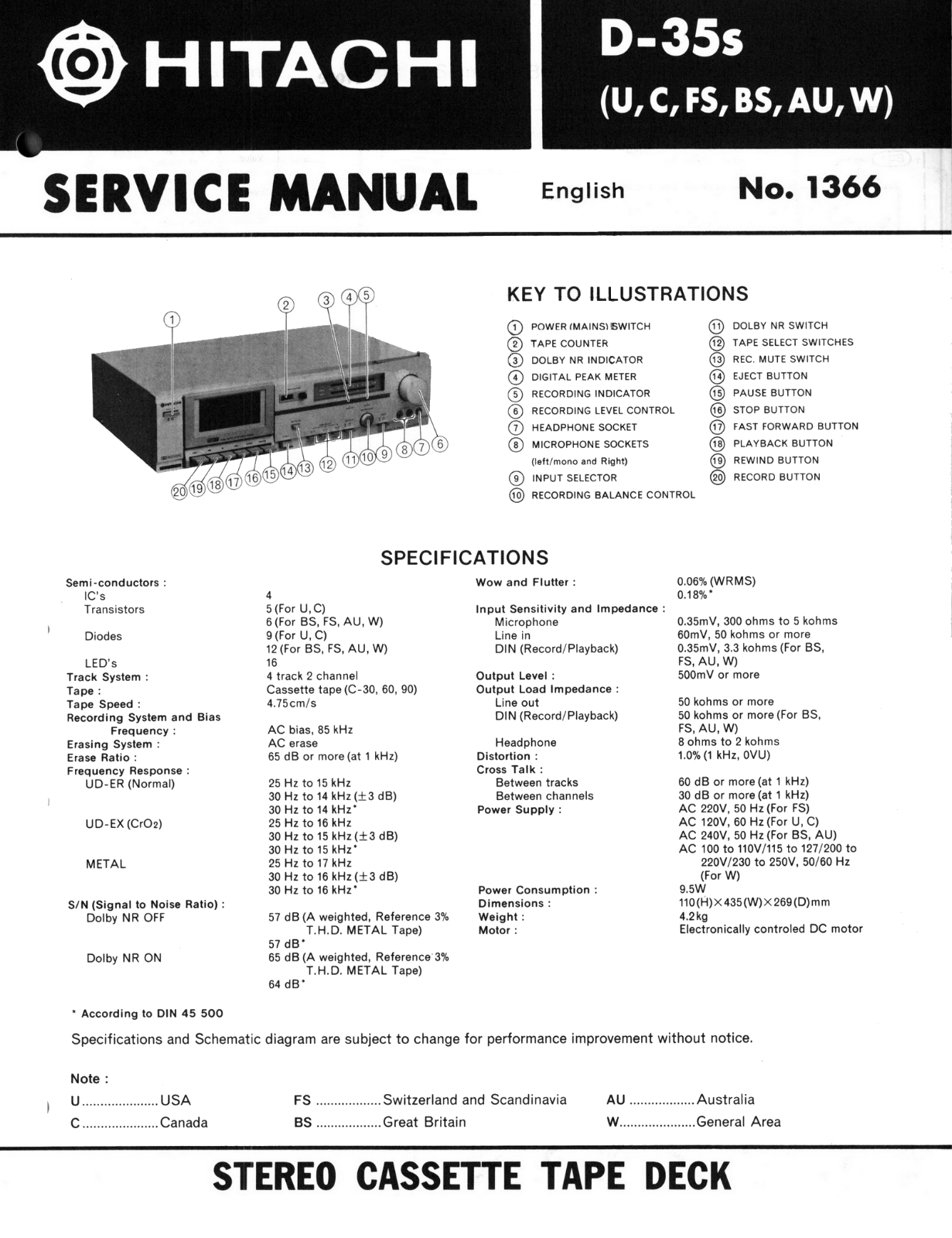 Hitachi D-35-S Schematic