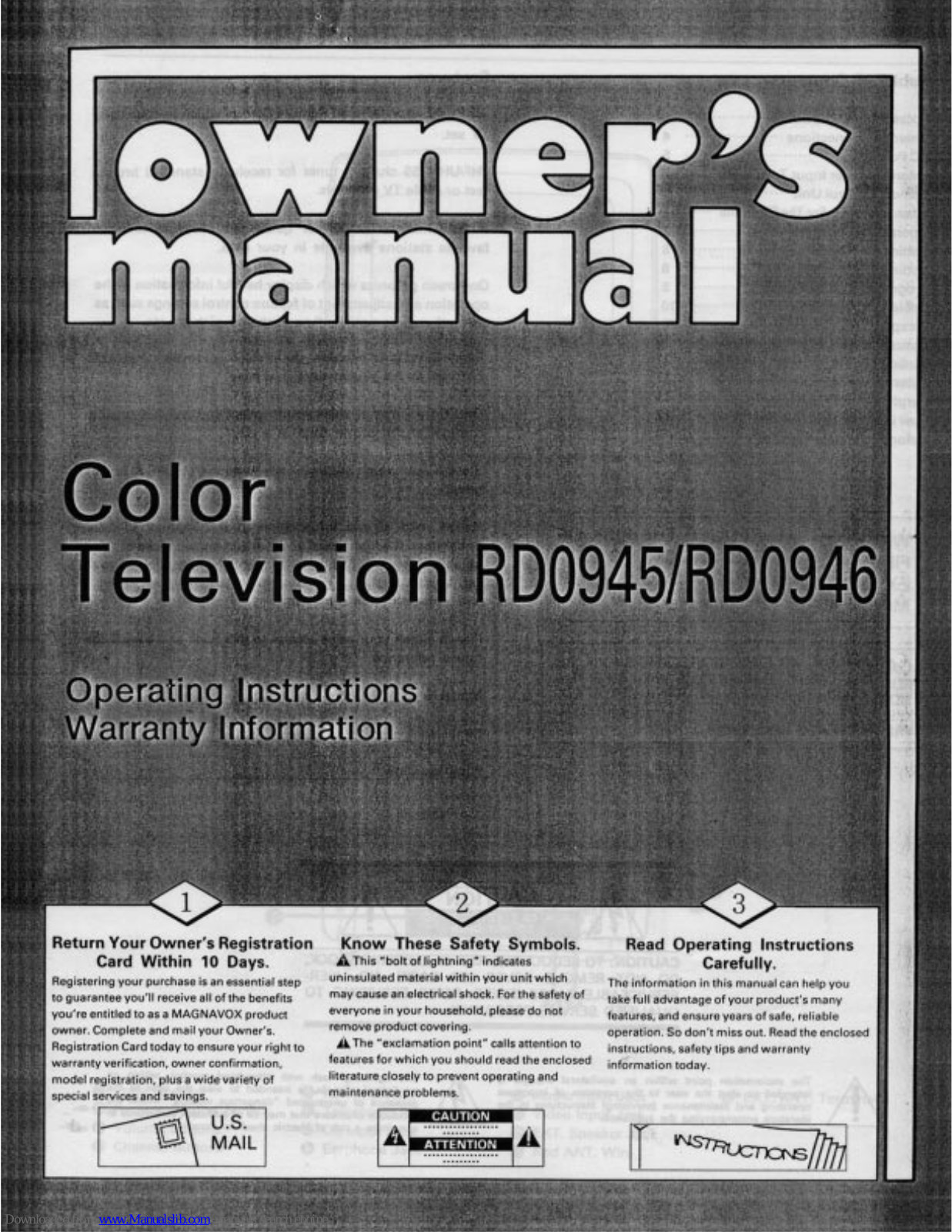 Philips RD0945T, RD0946, 9I 50HZ RD0945T, RD0946T Owner's Manual