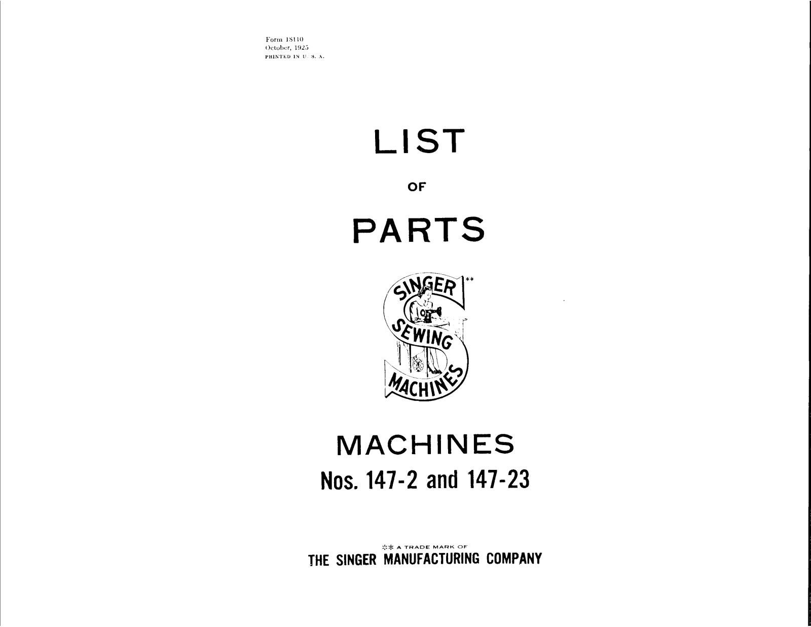 Singer 147-2, 147-23 User Manual