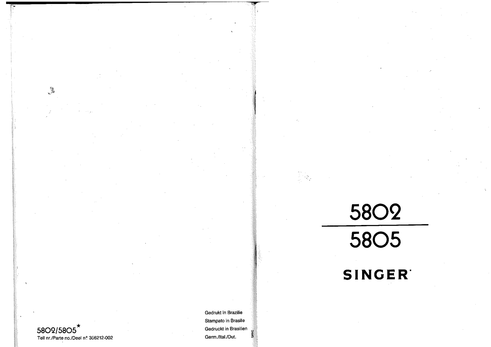 Singer 5805, 5802 User Manual