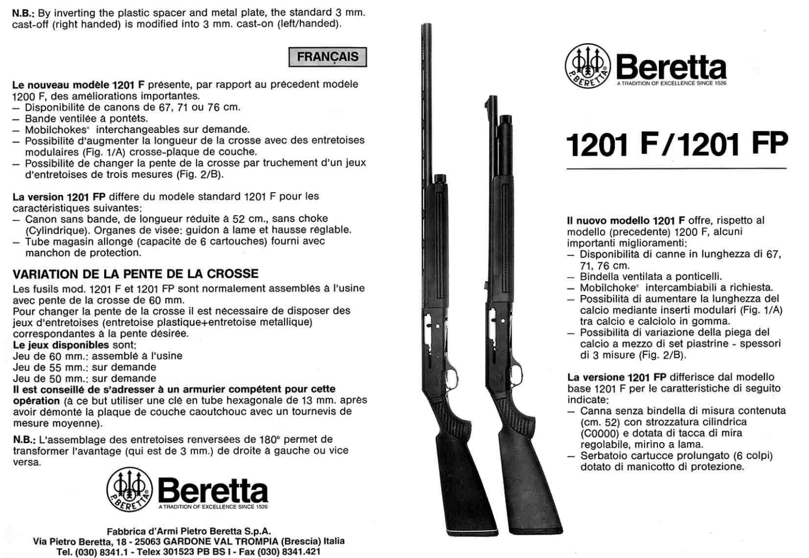 Beretta 1201FP, 1201F User Manual