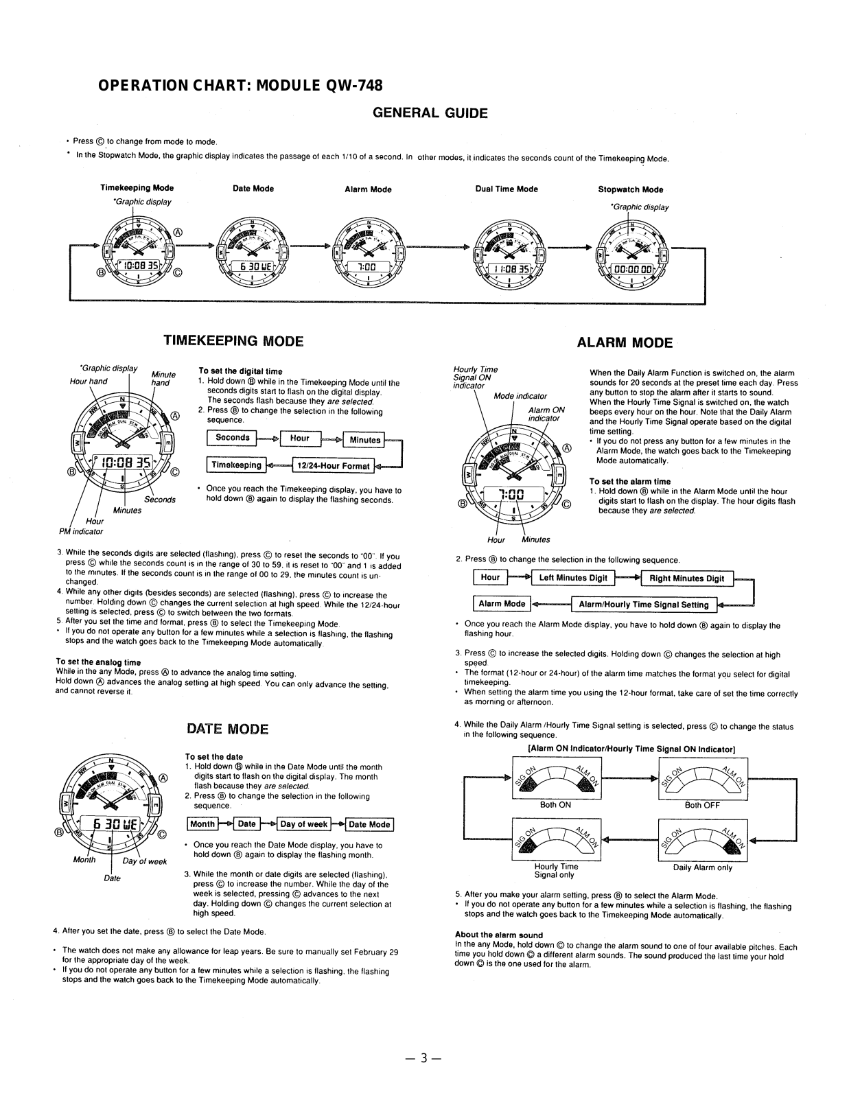 Casio QW-748 User Manual