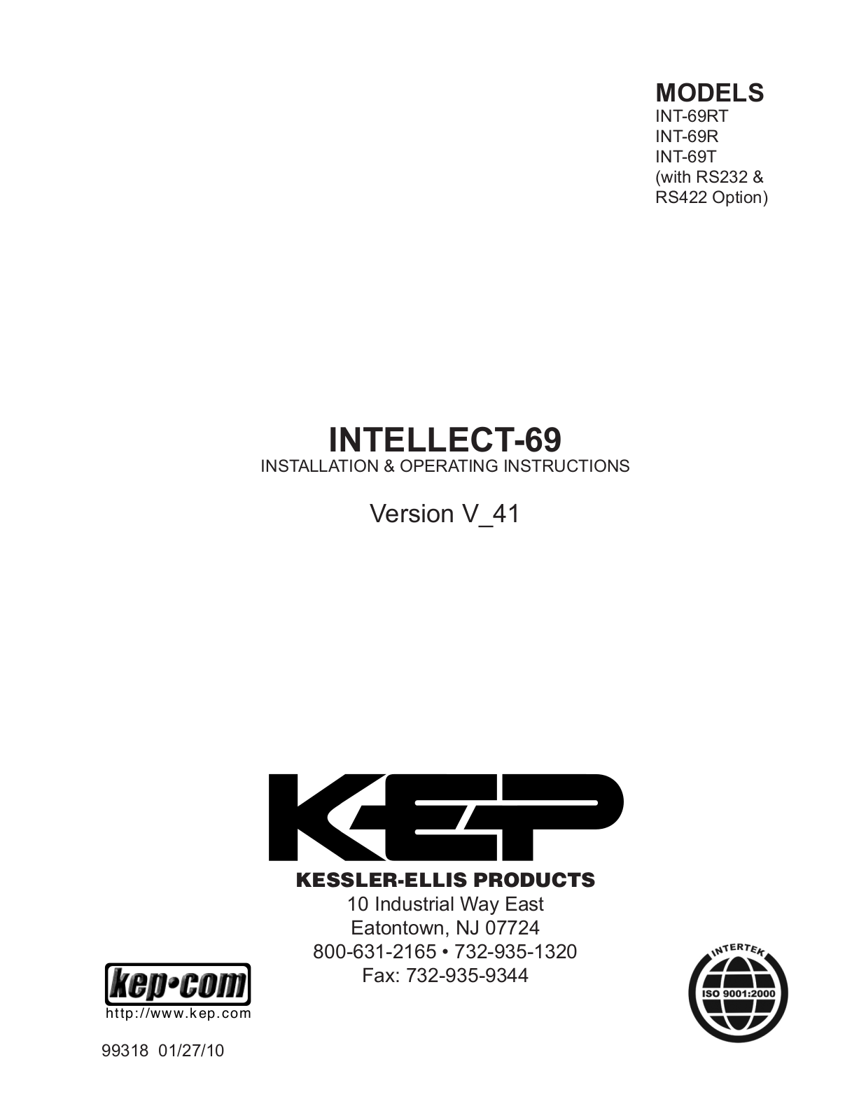 KEP INTELLECT-69 Operating Manual