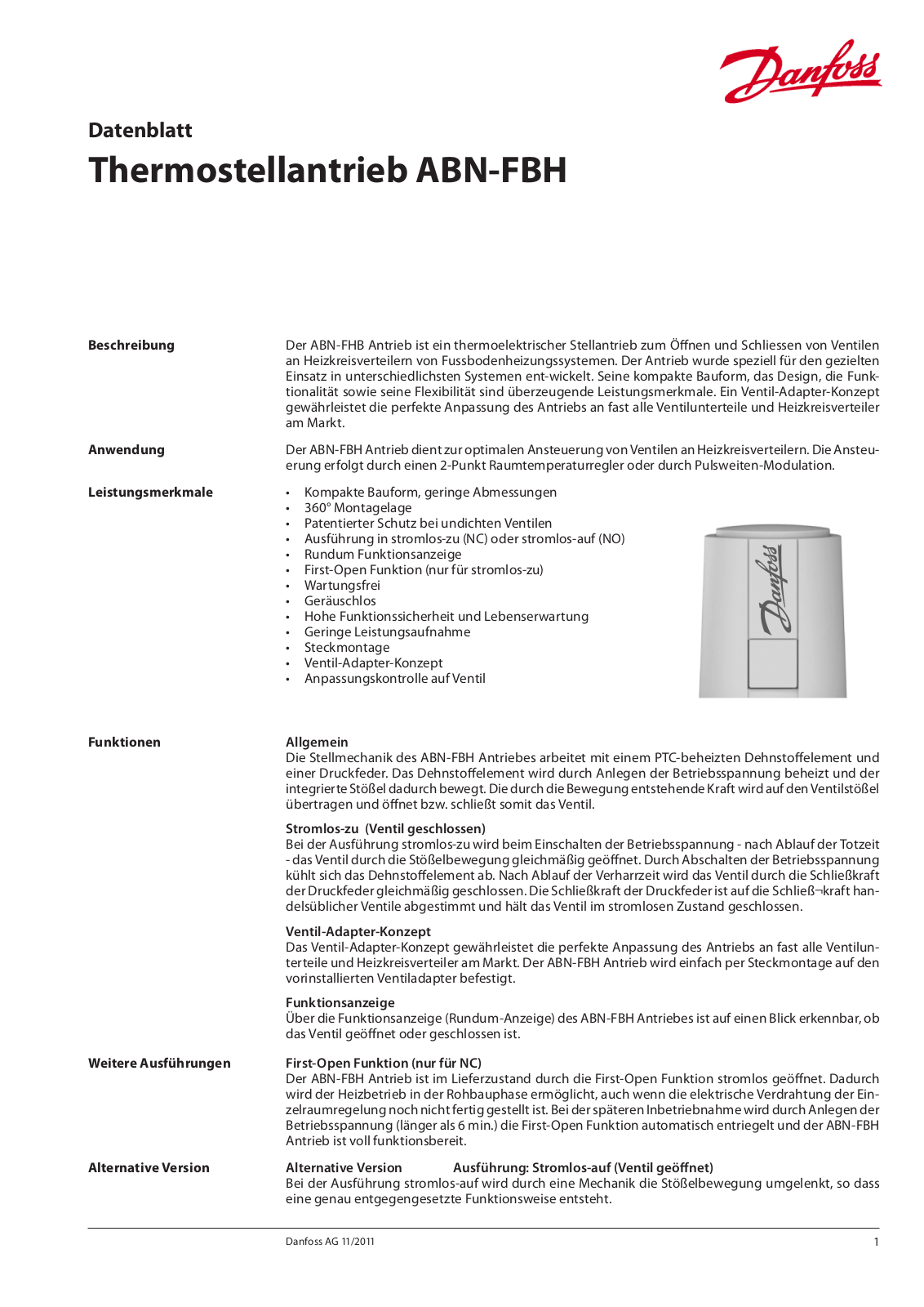 Danfoss ABN-FBH Data sheet