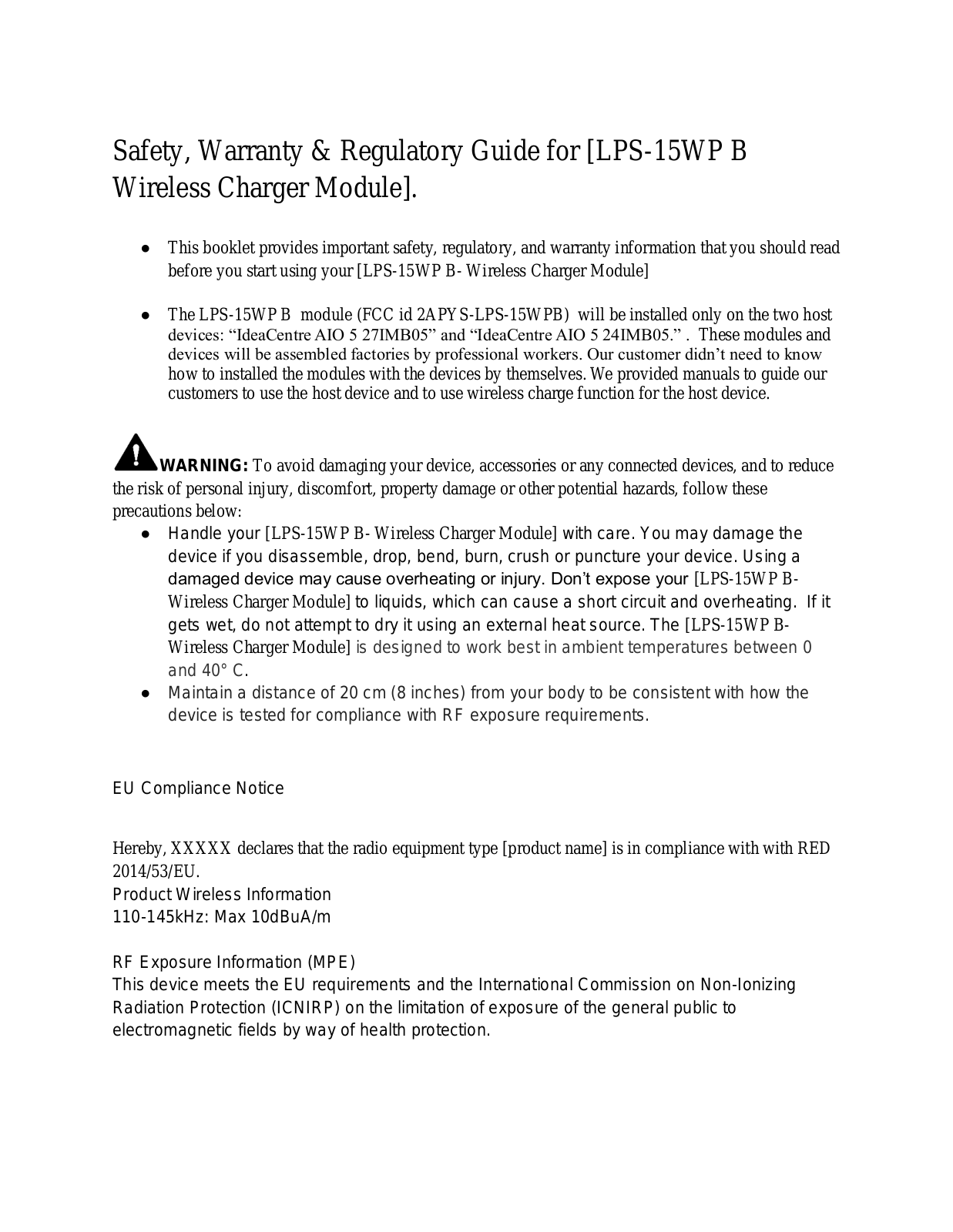 Lanto Electronic LPS-15WPB User Manual