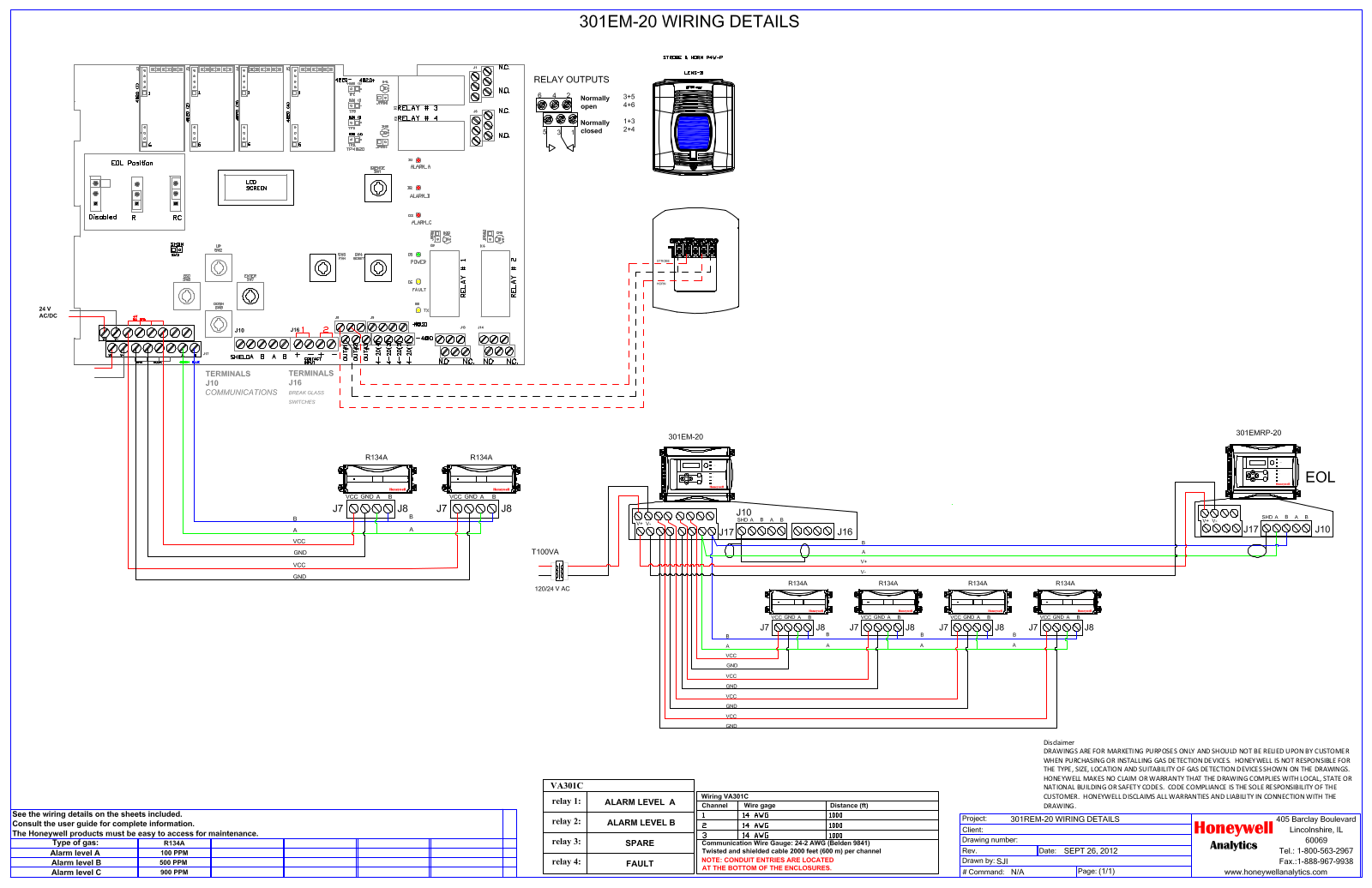 Honeywell 301EM Wiring Diagram