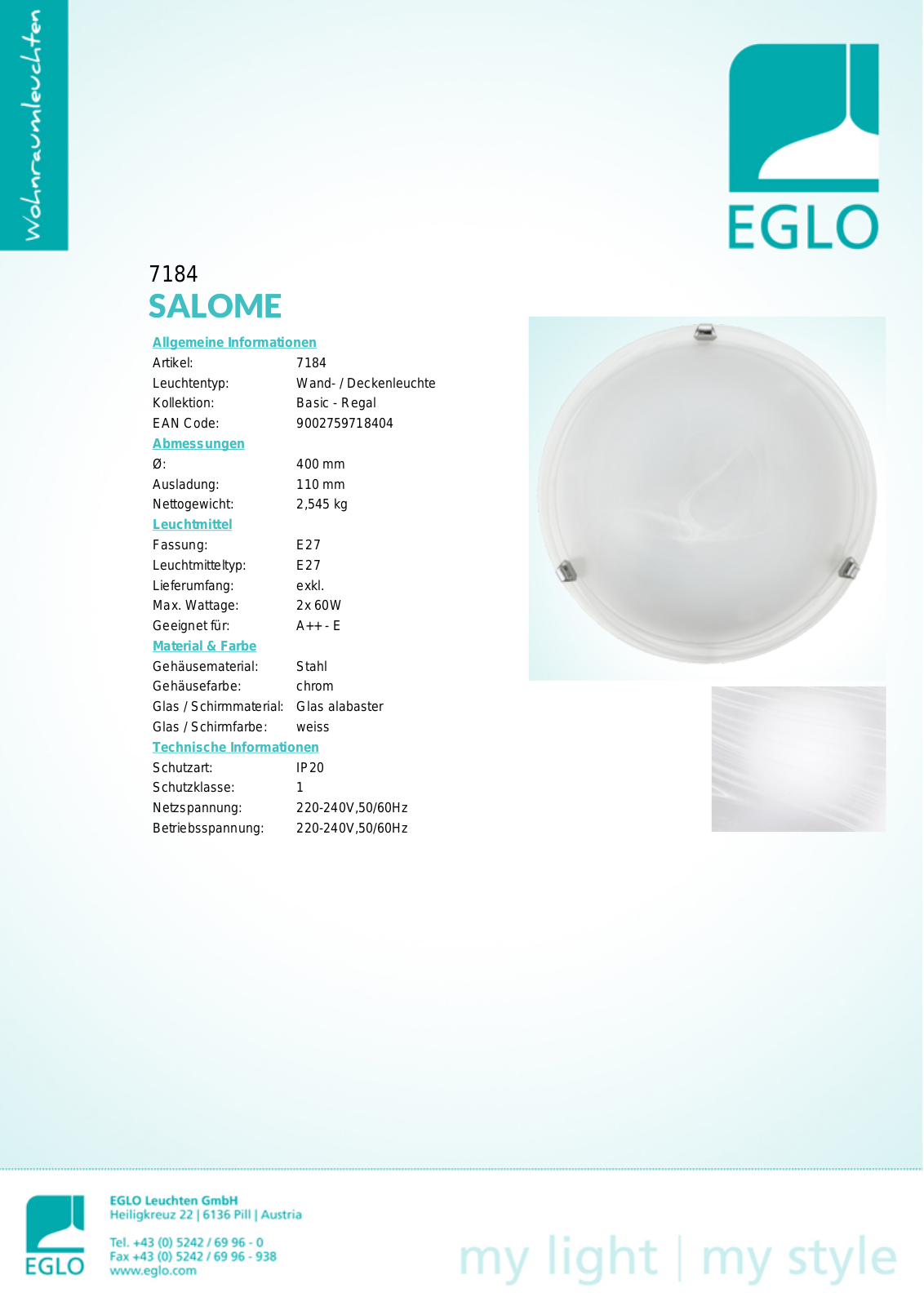 Eglo 7184 Service Manual