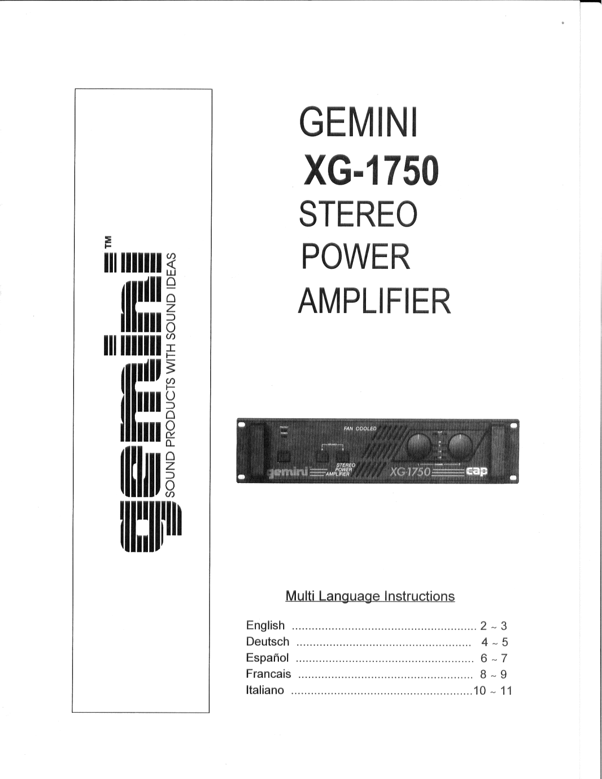 Gemini XG-1750 User Manual