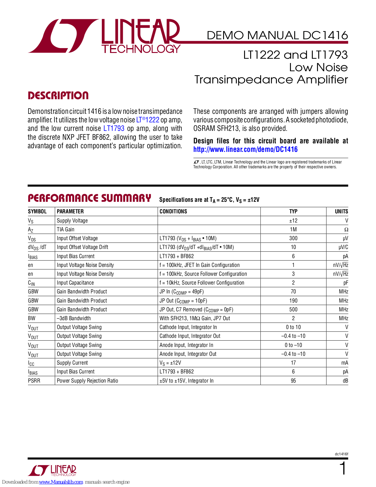 Linear LT1222, LT1793 User Manual