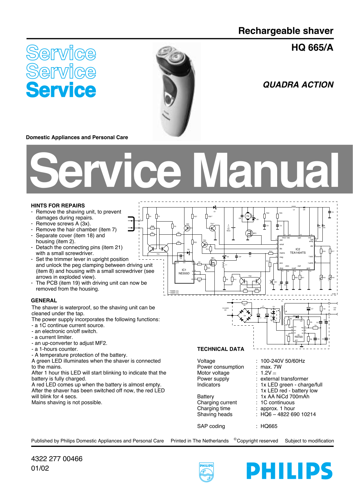 Philips HQ665A Service Manual