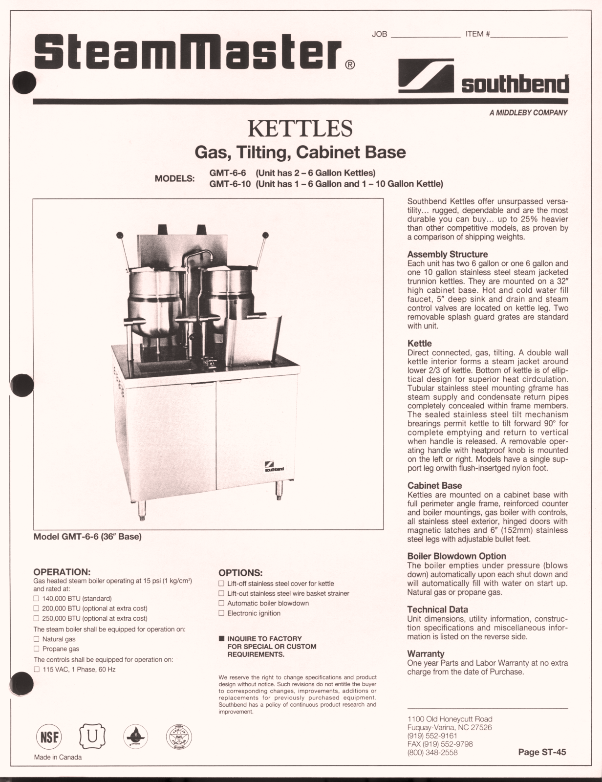 Southbend GMT-6-10 User Manual