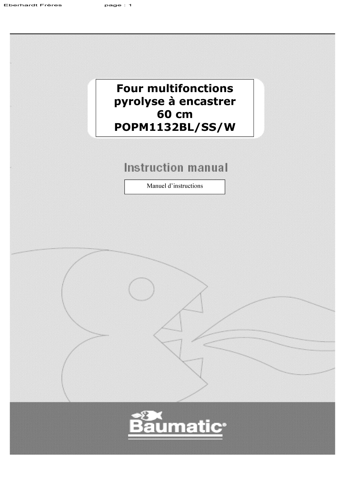 BAUMATIC POPM1132SS, POPM1132W User Manual