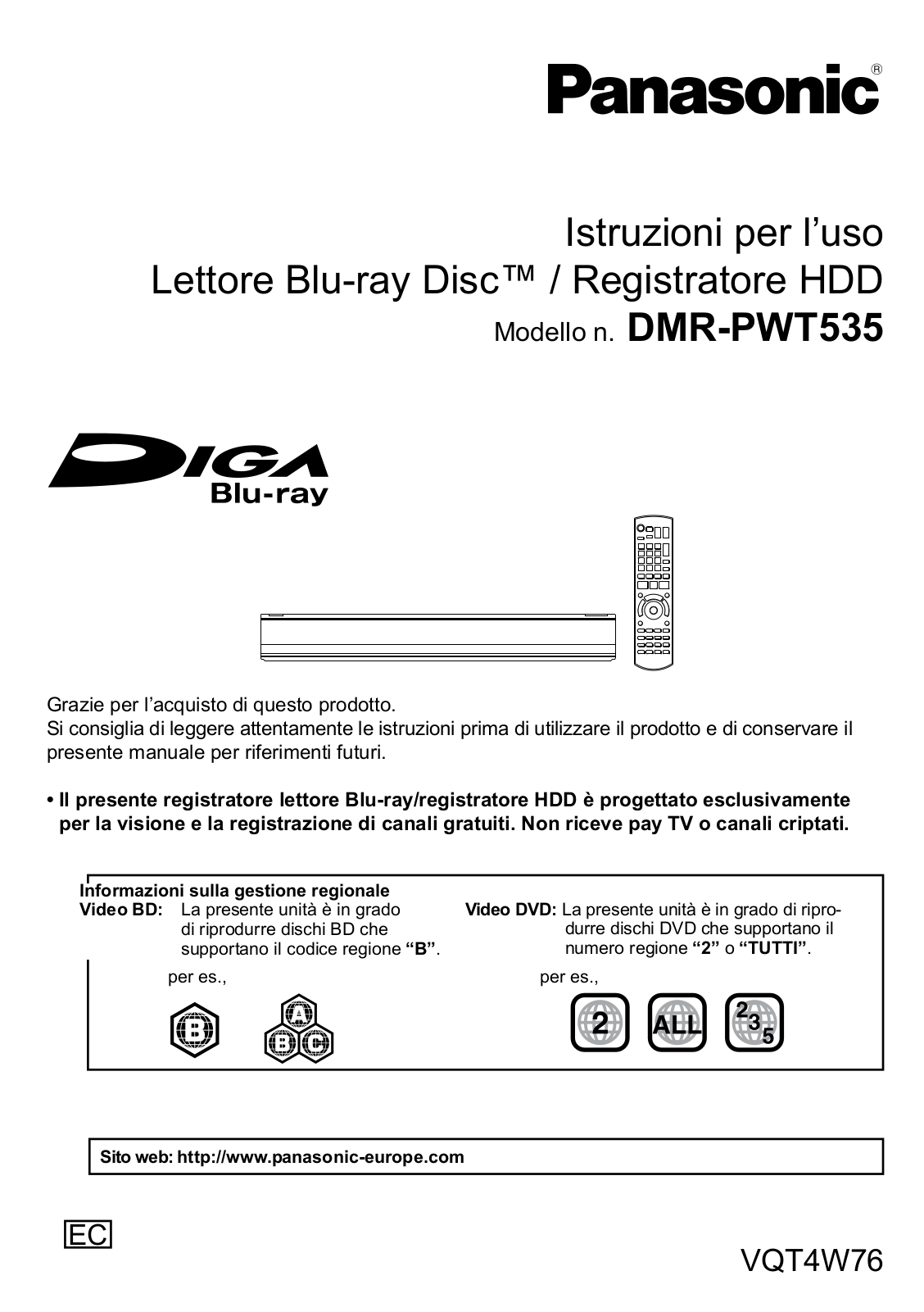 Panasonic DMR-PWT535 User Manual