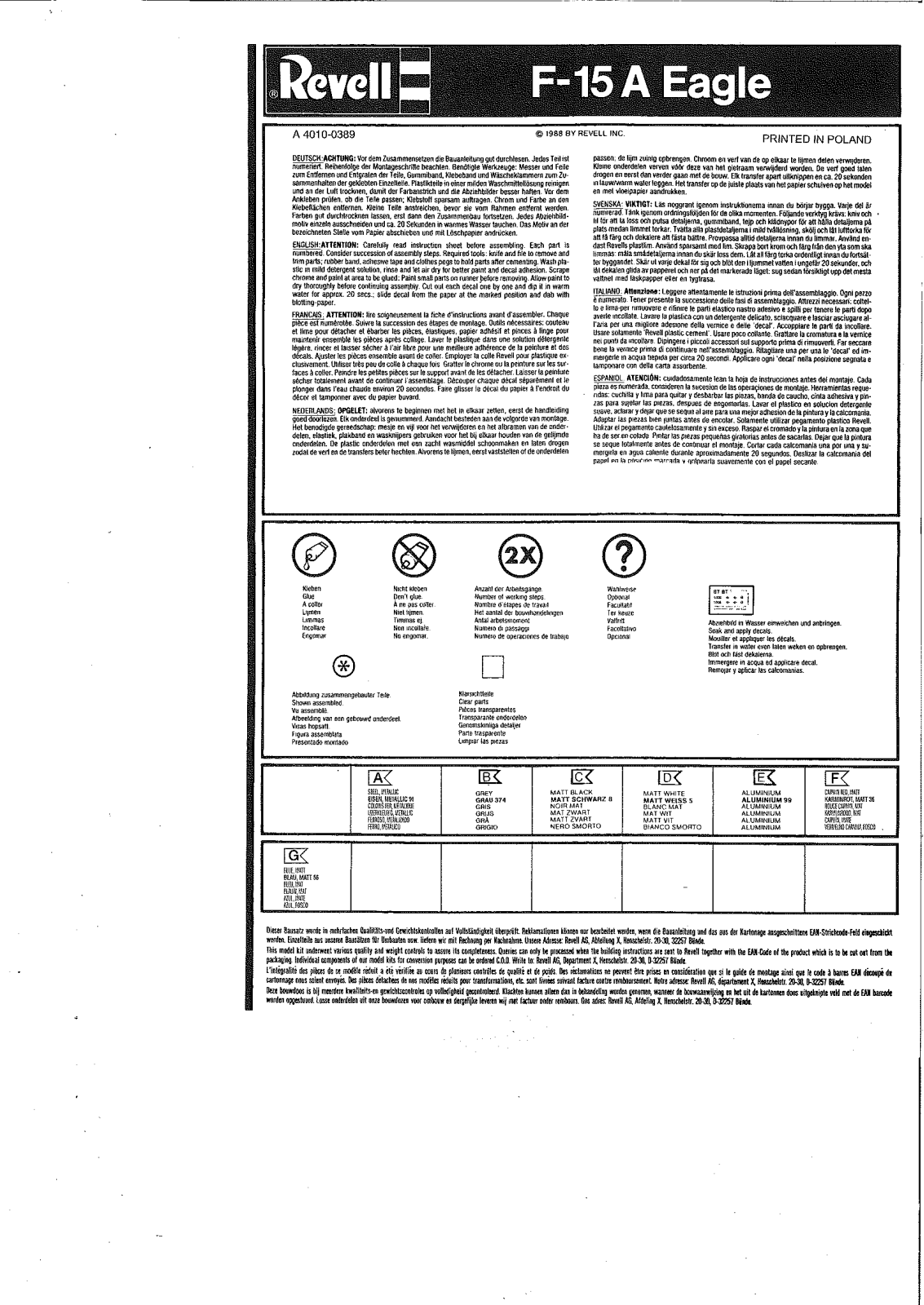 REVELL F-15 A Eagle User Manual