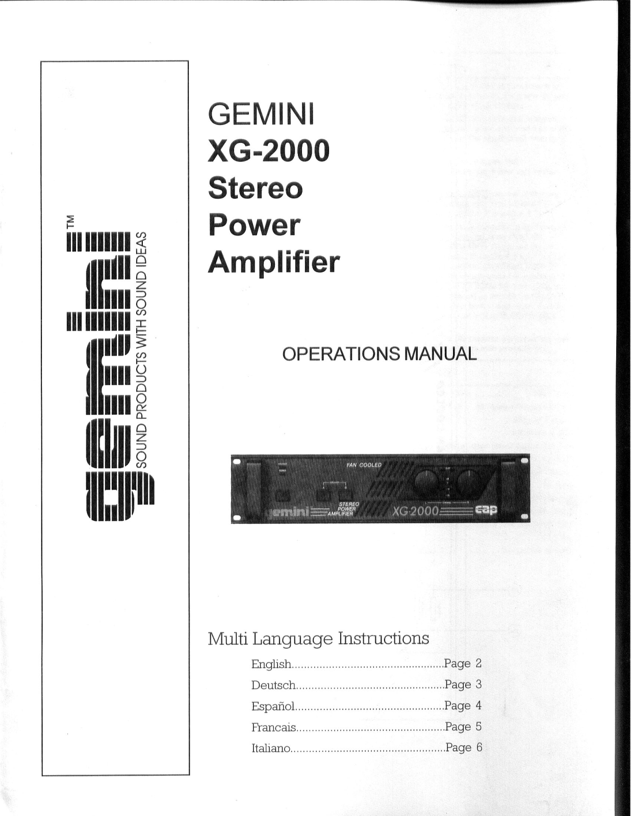 Gemini XG-2000 User Manual