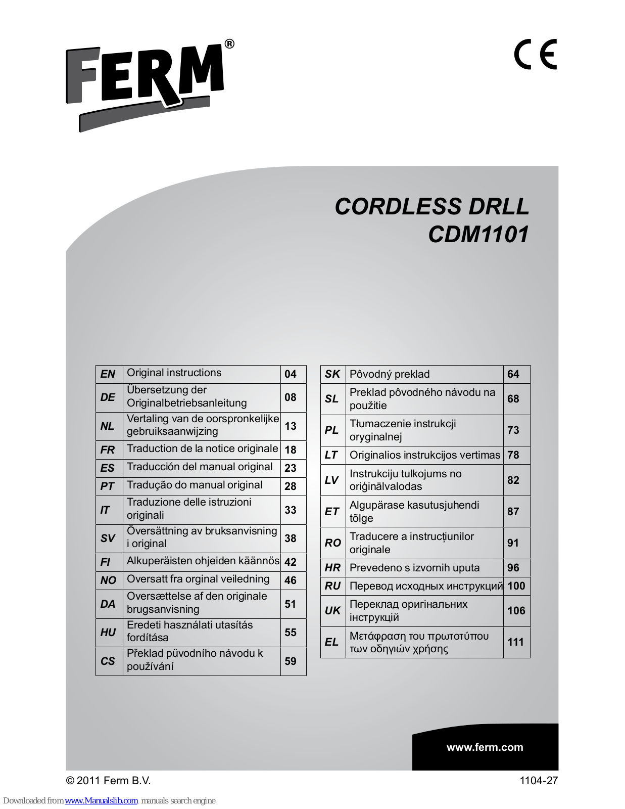 Ferm CDM1101 Original Instructions Manual