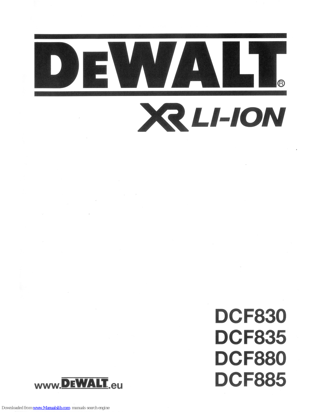 DeWalt DCF830, DCF880, DCF885, DCF835 Original Instructions Manual