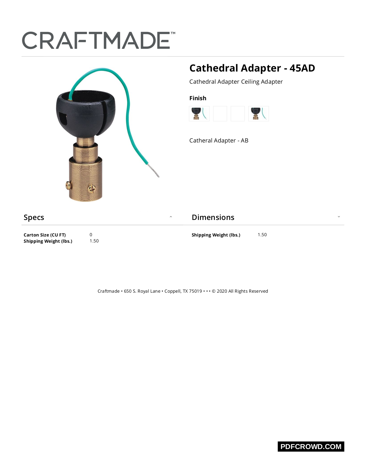 Craftmade FD2477 Specifications - ManualMachine.com