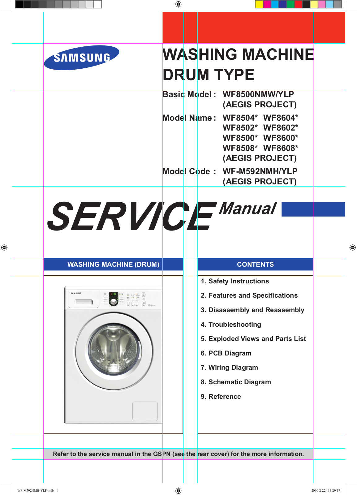 Samsung WF8500NMW Schematic