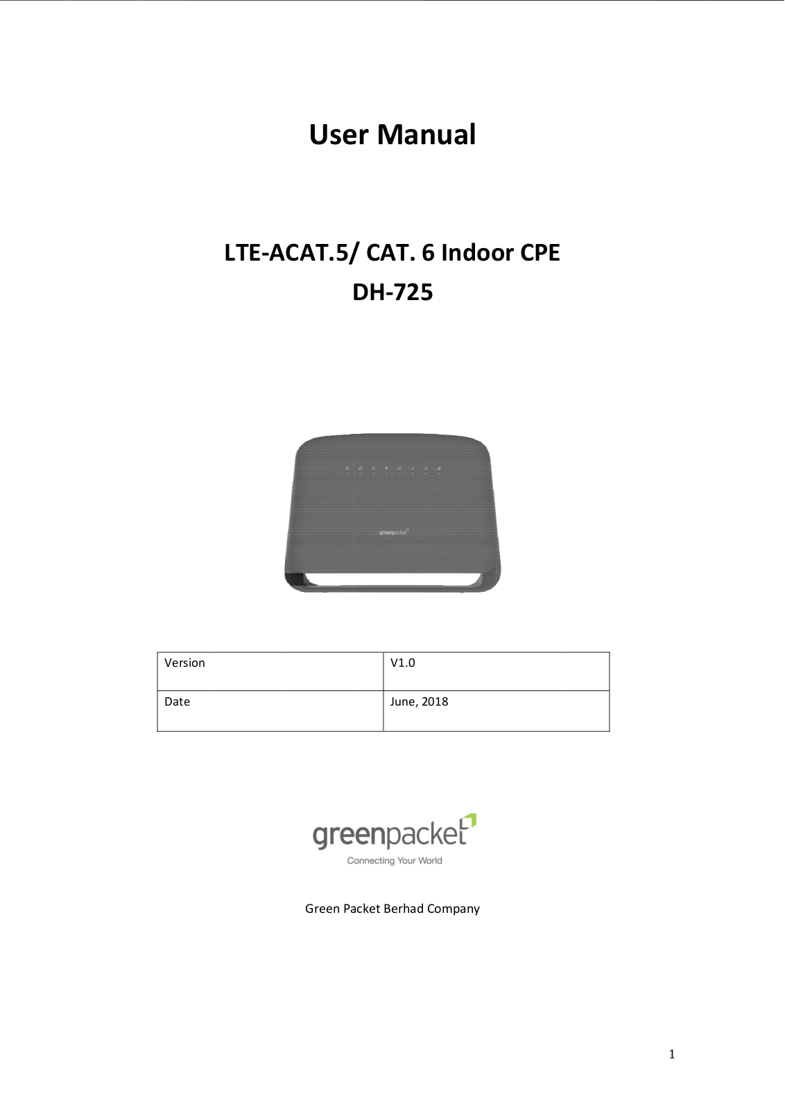 Green Packet Berhad DH725-GP User Manual