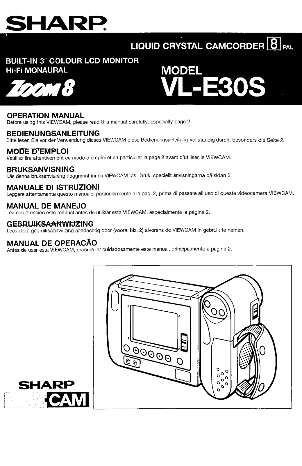 Sharp VL-E30S Operating Instruction